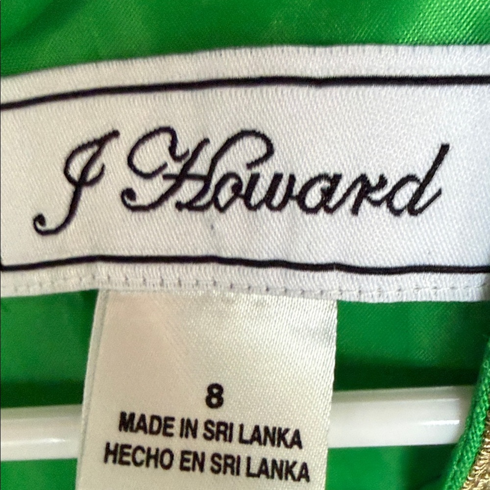 Sleeveless Emerald Midi Dress with Gold Embellished Neckline by J. Howard - Picture 2 of 7